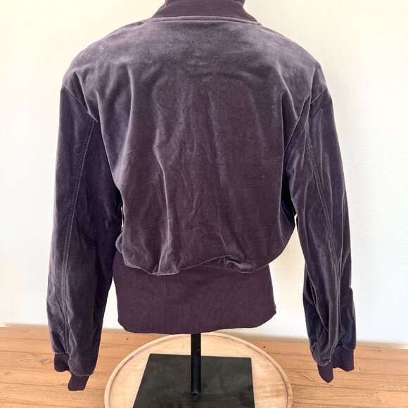 90's Plum - Stretch Velveteen Bomber Jacket - Suzanne Somers - Size Medium - Picture 8 of 11